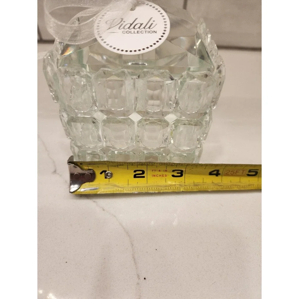 Vidali Collection Crystal Square Lidded Trinket Jewelry Box 2 Small Chips On Lid